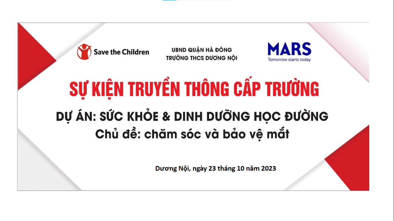 THCS Dương Nội tổ chức thành công buổi tuyên truyền Dinh dưỡng học đường với chủ đề: "Chăm sóc và bảo vệ mắt"